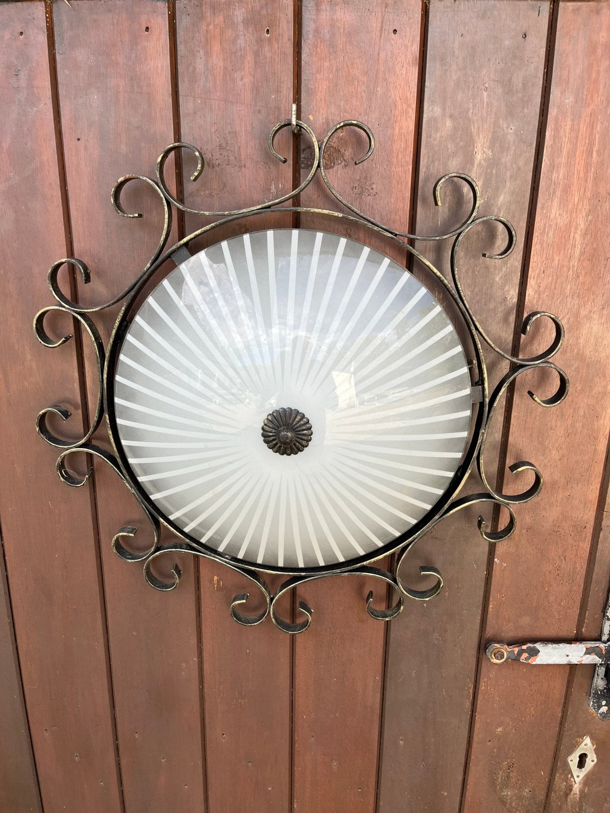 Wand hanglamp plafonniere vintage retro midcentury jaren 60, Gebruikt, 50 cm, Glas, E27 (groot)