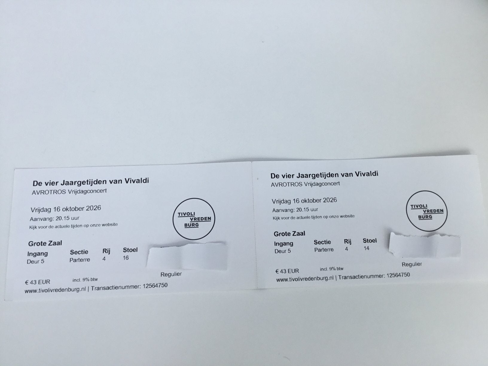 Te koop met 50% korting: 2 tickets 4 Jaargetijden Vivaldi, Twee personen, Oktober