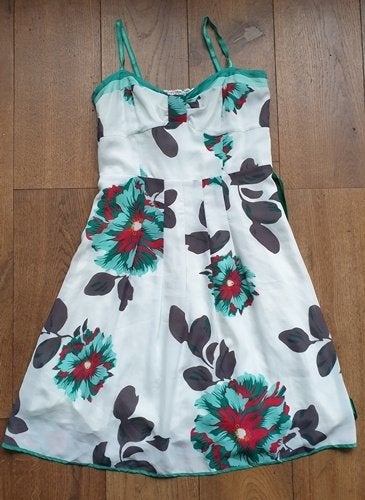 Steps Wit met Groene Zomerjurk (42), Wit, Maat 42/44 (L), Ophalen of Verzenden, Knielengte