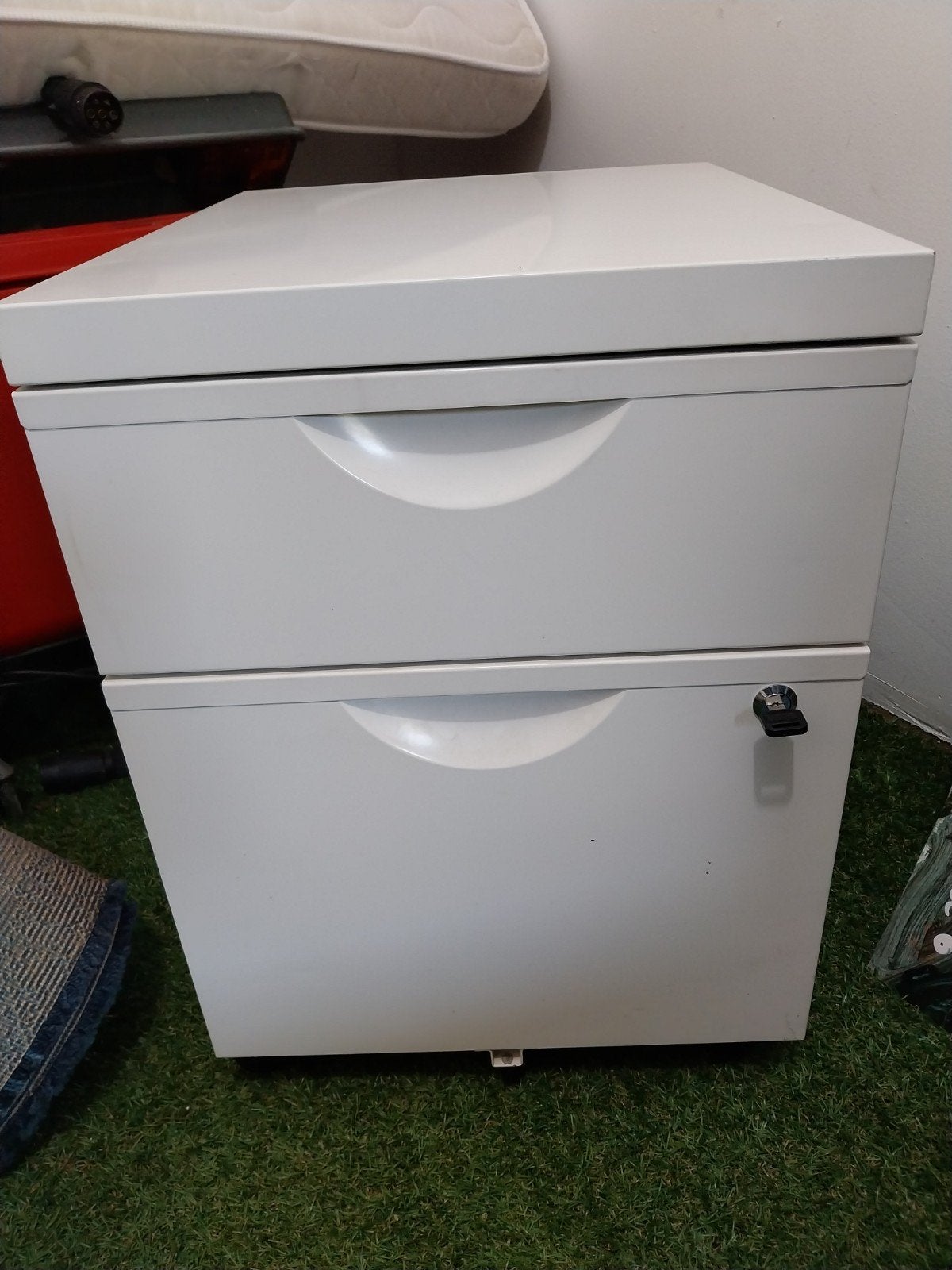 Ladeblok Ikea met 2 laden en slot - wit, Ophalen, Minder dan 50 cm, Gebruikt, Modern kantoor