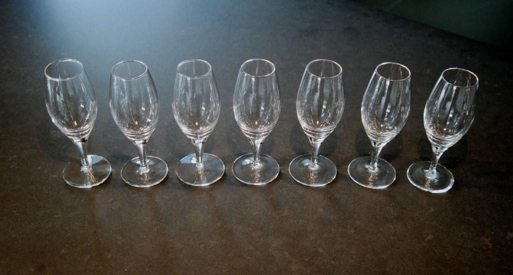 Kristallen glaasjes op voet; Royal Leerdam; serie Flamingo, Ophalen of Verzenden, Nieuw, Kristal, Glas of Glazen