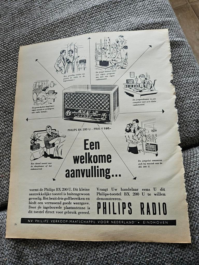 Philips BX 200 U radio advertentie, Ophalen of Verzenden