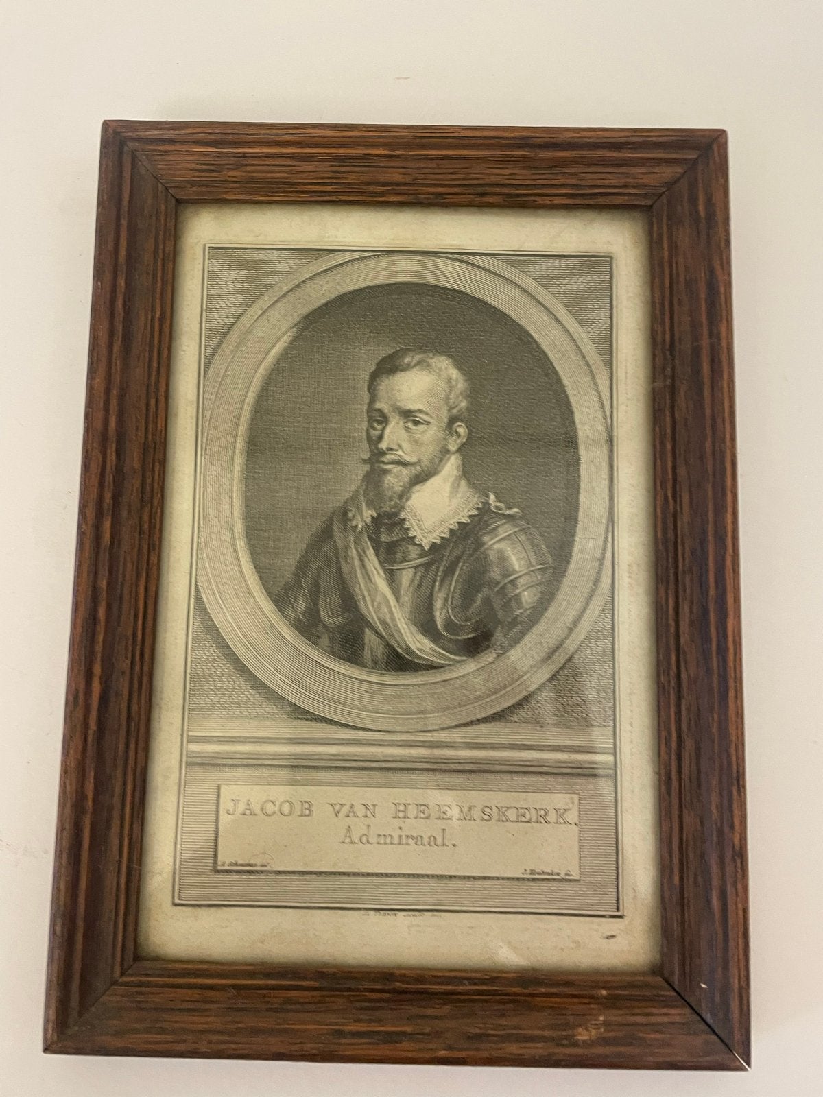 Jacob van Heemskerk Portret - Kopergravure, ca. 1753, Ingelijst, Portret, Ophalen of Verzenden, Gravure