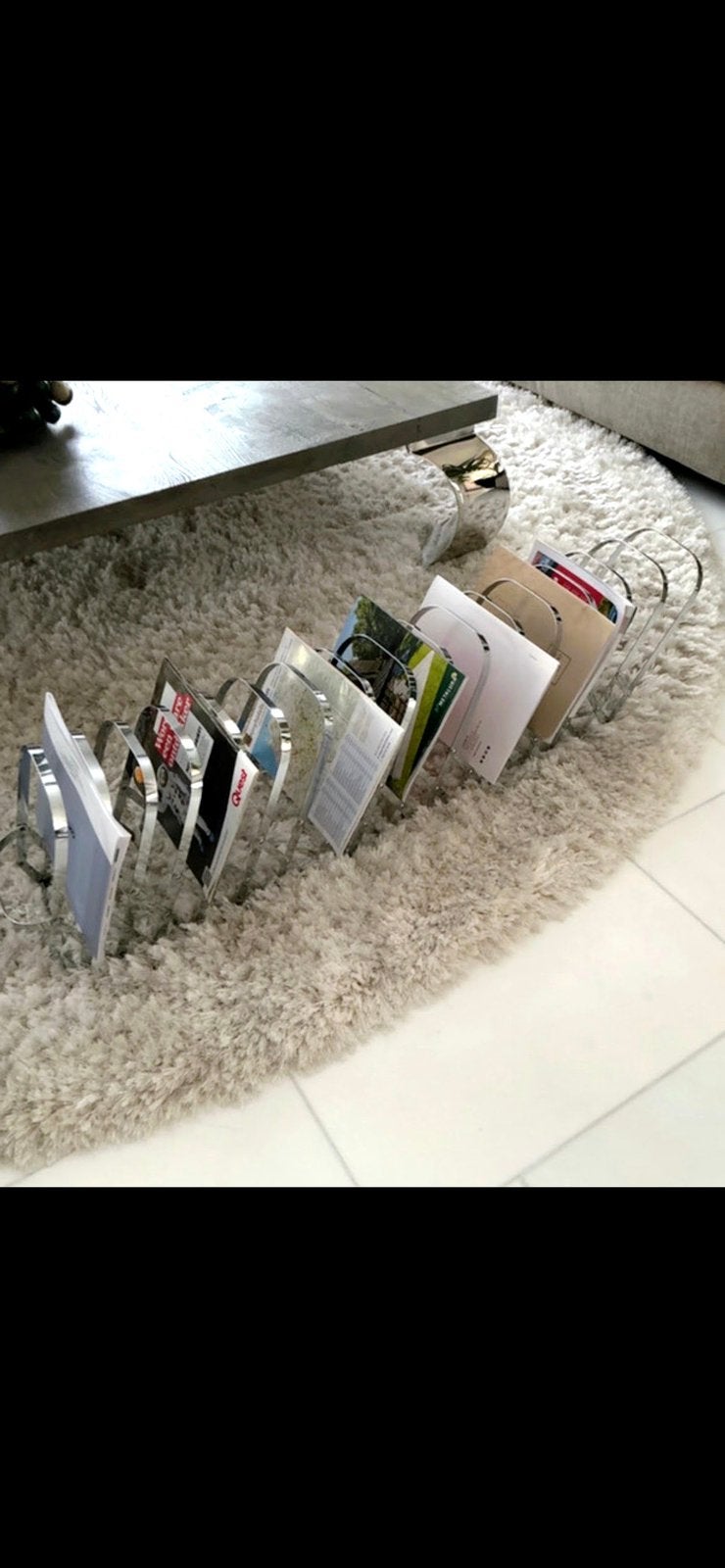 Tijdschriftenrek,hangend/staand/chroom, Gebruikt, Metaal, Inklapbaar, Tijdschriftenrek