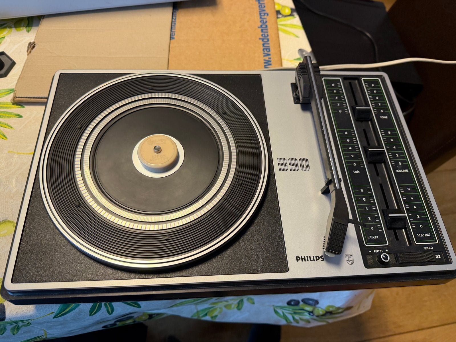 Philips 390 Platenspeler - Vintage Audio, Audio, Tv en Foto, Ophalen of Verzenden, Gebruikt, Platenspeler, Philips