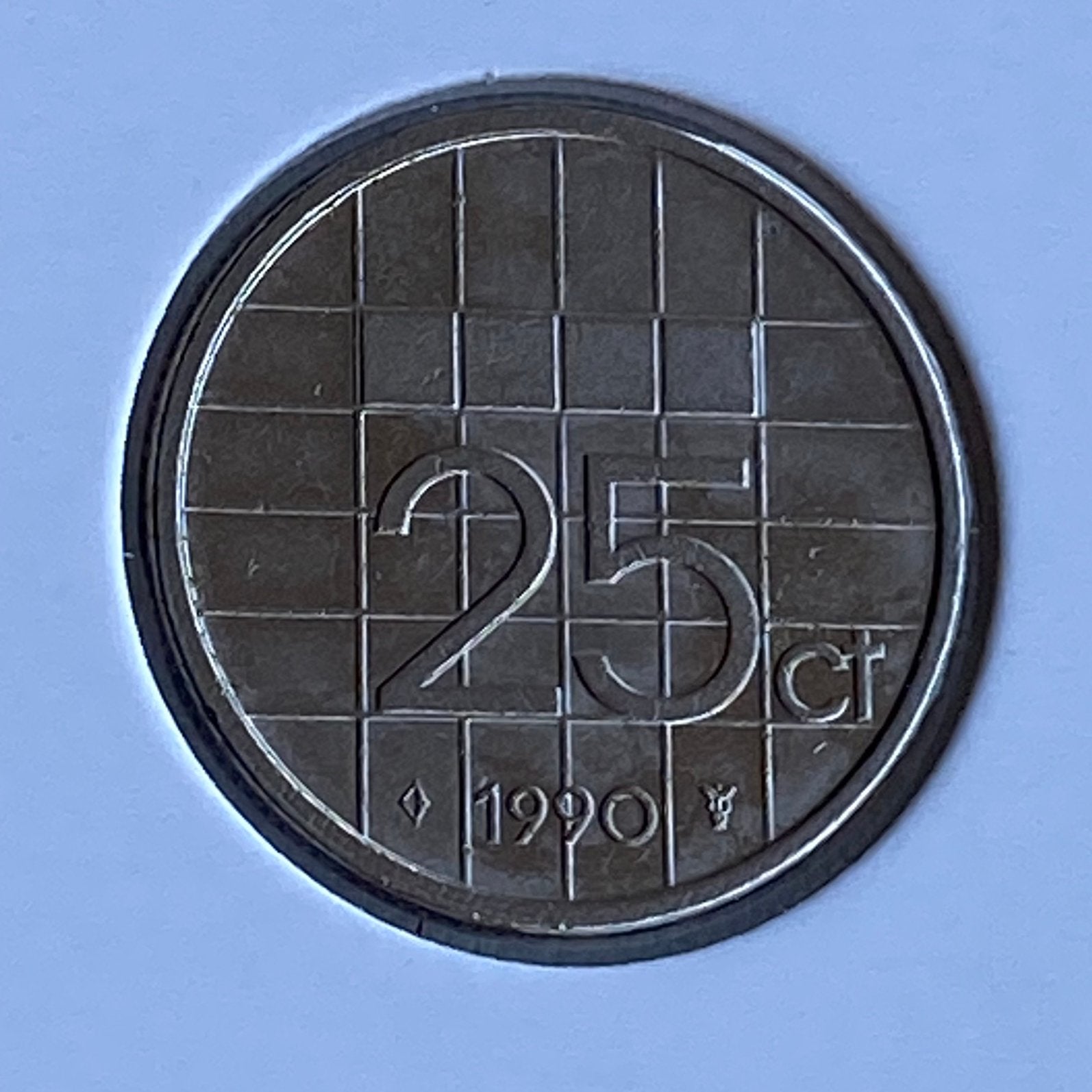 25 cent / Kwartje uit 1990 van Beatrix, Verzenden, Koningin Beatrix, 25 cent, Losse munt