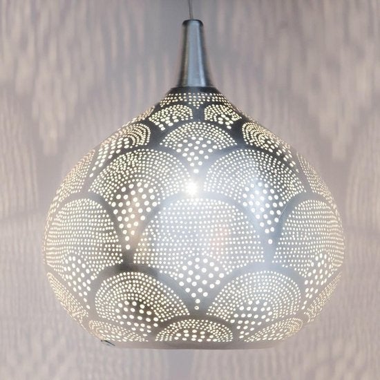 Ibiza style Zenza Hanglamp Princess Fan L – zilver, Oosters, bohemian, boho chic, ibiza, bali, handwerk, Overige materialen, E14 (klein)