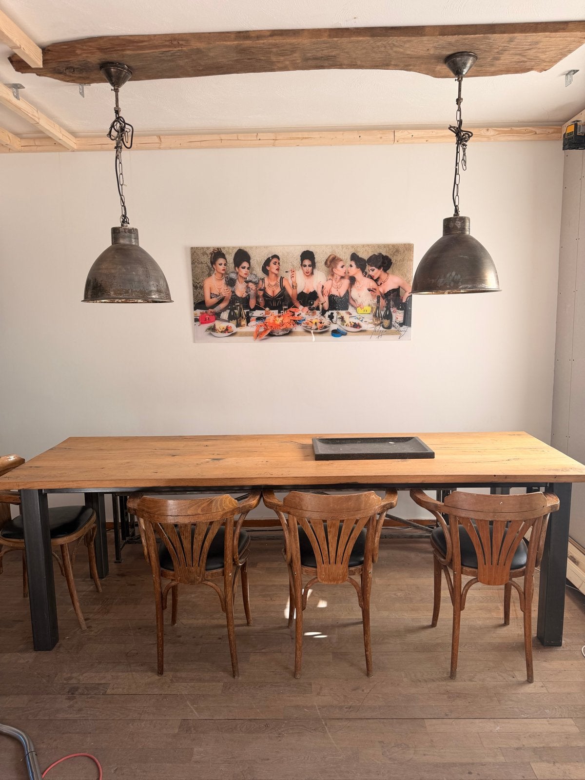 Eiken tafel met bankje, Ophalen, Gebruikt, 100 tot 150 cm, Eikenhout
