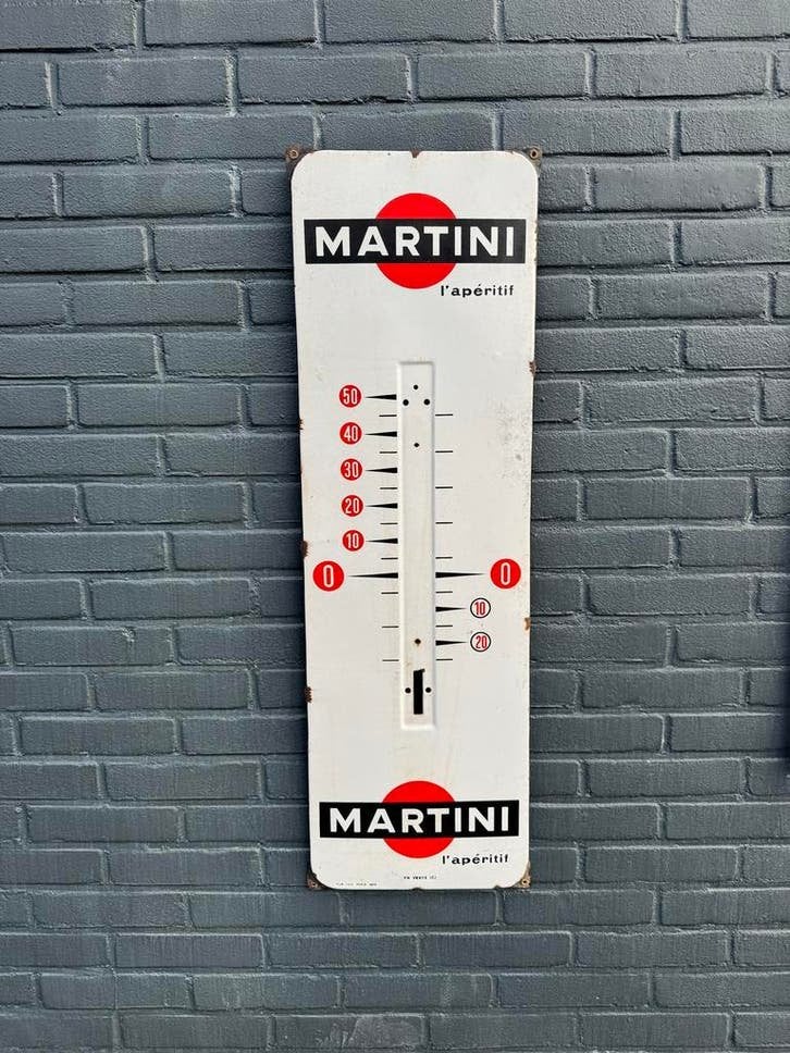 Vintage Martini Emaille Thermometer - Buitenthermometer, Ophalen of Verzenden