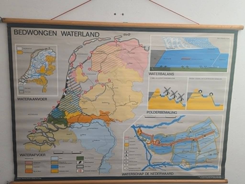 Schoolplaat Bedwongen Land Giessendam, Ophalen of Verzenden, Aardrijkskunde