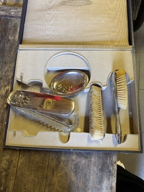 Zilveren plated borstelset, Antiek en Kunst, Ophalen, Zilver