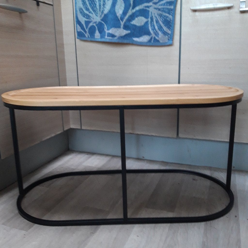 Bijzettafel bamboe/metaal - 40x80x38 cm, Huis en Inrichting, Tafels | Bijzettafels, Ophalen, Zo goed als nieuw, 75 cm of meer
