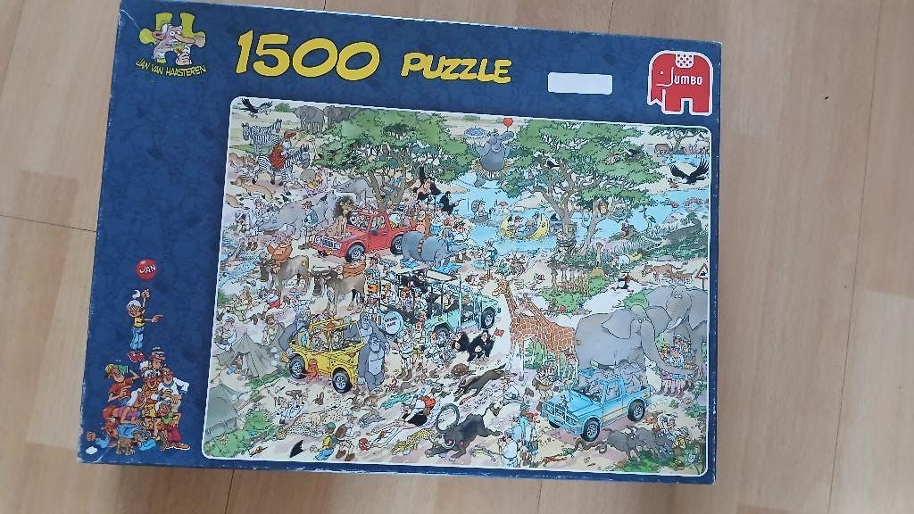 SAFARI JAN VAN HAASTEREN 1500 stukjes, Ophalen of Verzenden, 500 t/m 1500 stukjes, Gebruikt, Legpuzzel