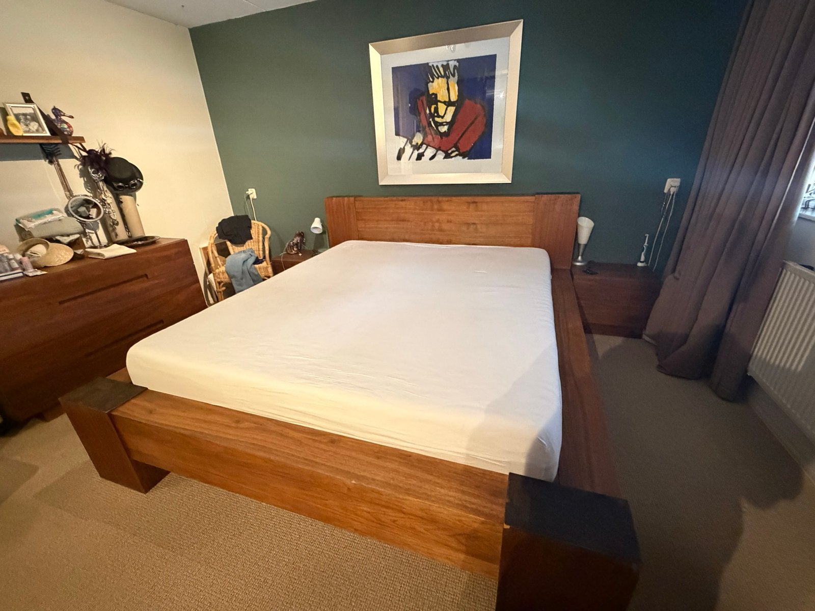 2-persoon bed boxspring met M-line matrassen cool motion 8, Ophalen, Gebruikt, Bruin, 210 cm