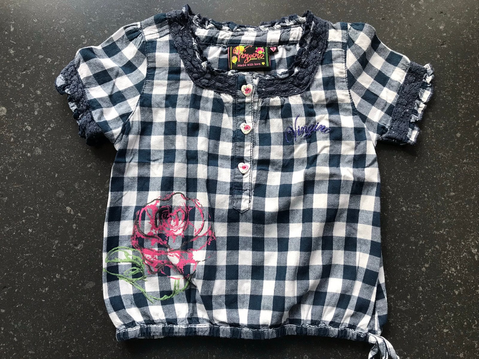 Meisjes shirtje / shirt / blouse Vingino mt 2 / 92, Kinderen en Baby's, Kinderkleding | Maat 92, Ophalen of Verzenden, Zo goed als nieuw