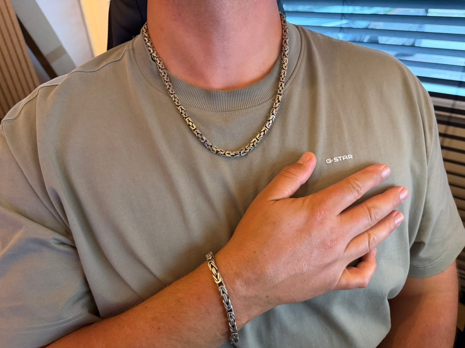 Zilveren koningsketting & armband, Sieraden, Tassen en Uiterlijk, Ophalen of Verzenden, Zo goed als nieuw, Zilver
