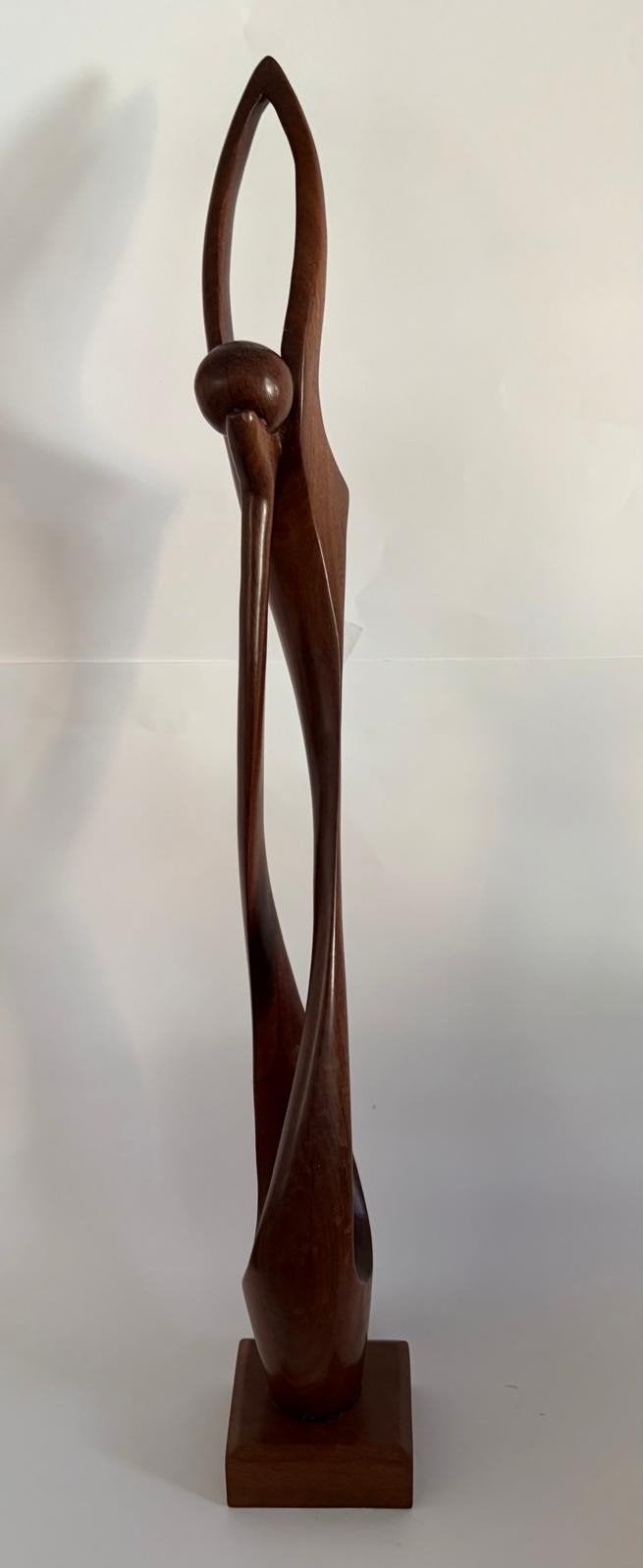 Abstract houten sculptuur - Cuba 1999, Ophalen of Verzenden, 20 - 50 cm, Beeld, Bruin