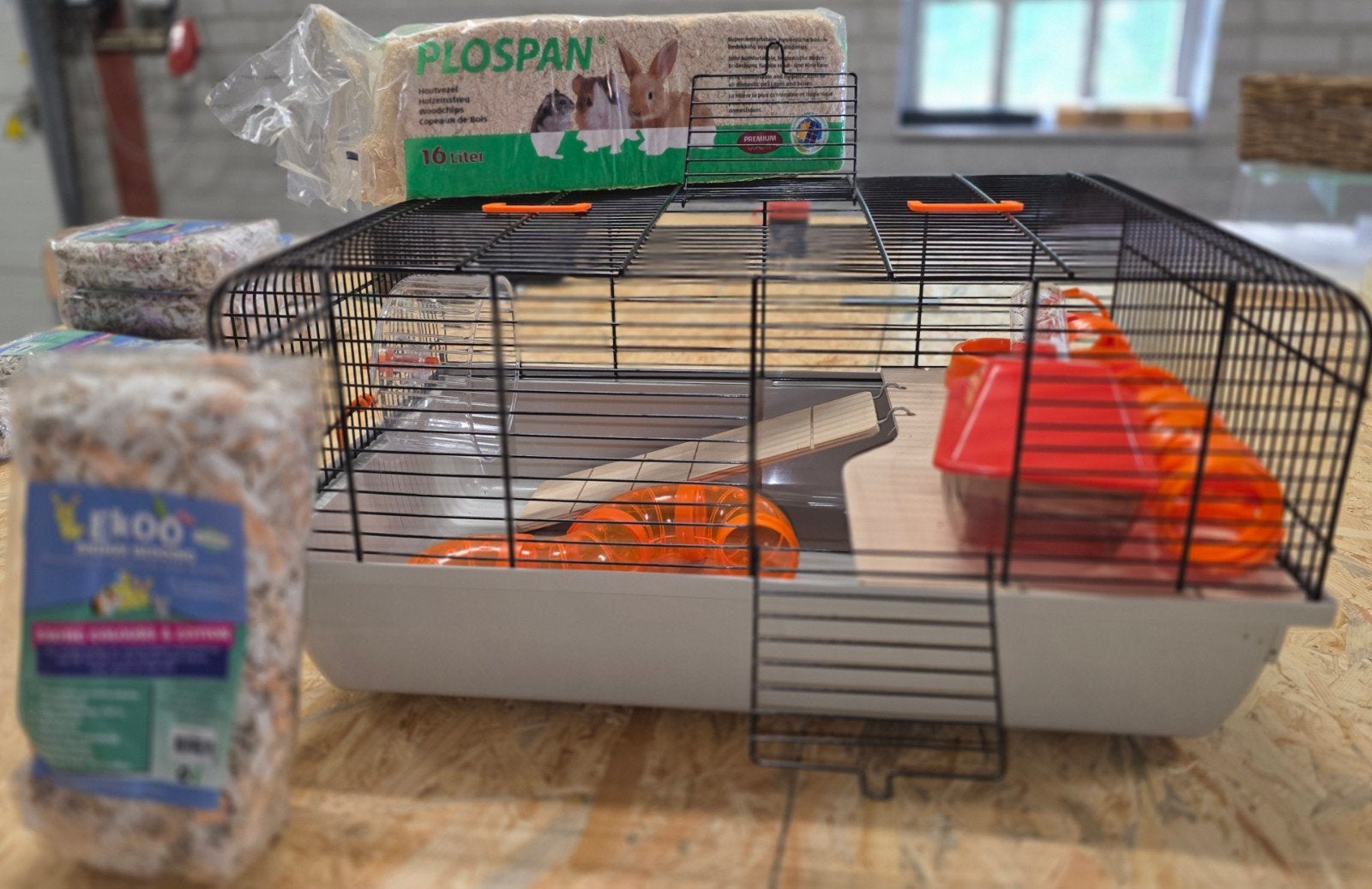 OPRUIMING: Hamsterkooi Jerry Oranje + buizen + startpakket, Ophalen, Minder dan 75 cm, Kooi, Minder dan 60 cm