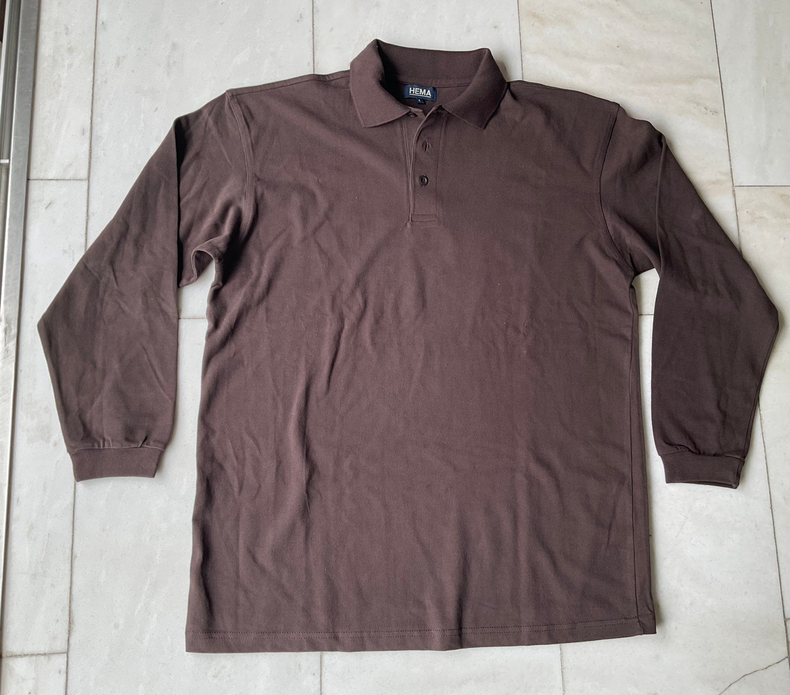 Hema polo trui,donkerbruin, mt L maar valt als XL-XXL, nieuw, Kleding | Heren, Grote Maten, Ophalen of Verzenden, Nieuw, Bruin