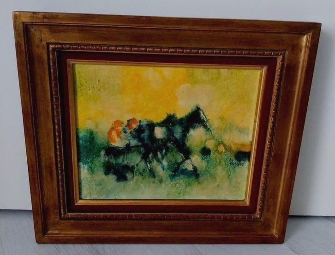 Aldo Paolucci - Paardenrace van, Ophalen of Verzenden, Klassiek, Gesigneerd, Dieren
