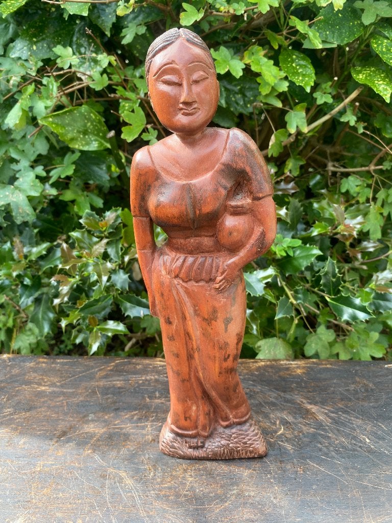 Javaans houten vrouwen beeld – 31,5 cm Java, Ophalen of Verzenden, Beeld