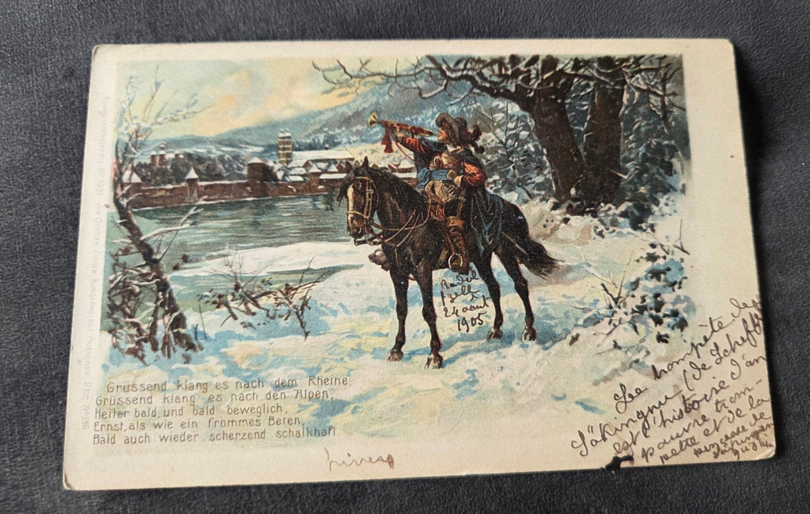 Winterlandschap met Ruiter, Verzenden, Voor 1920, Gelopen, Overige thema's