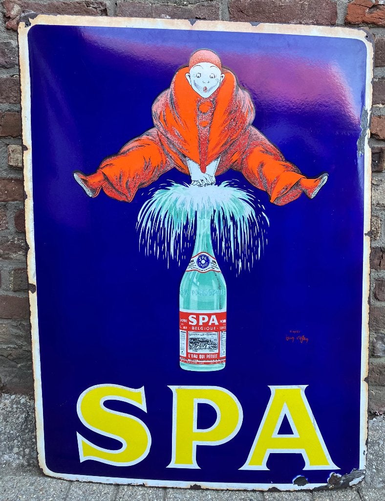 Spa emaille bord, Antiek en Kunst, Antiek | Emaille, Ophalen