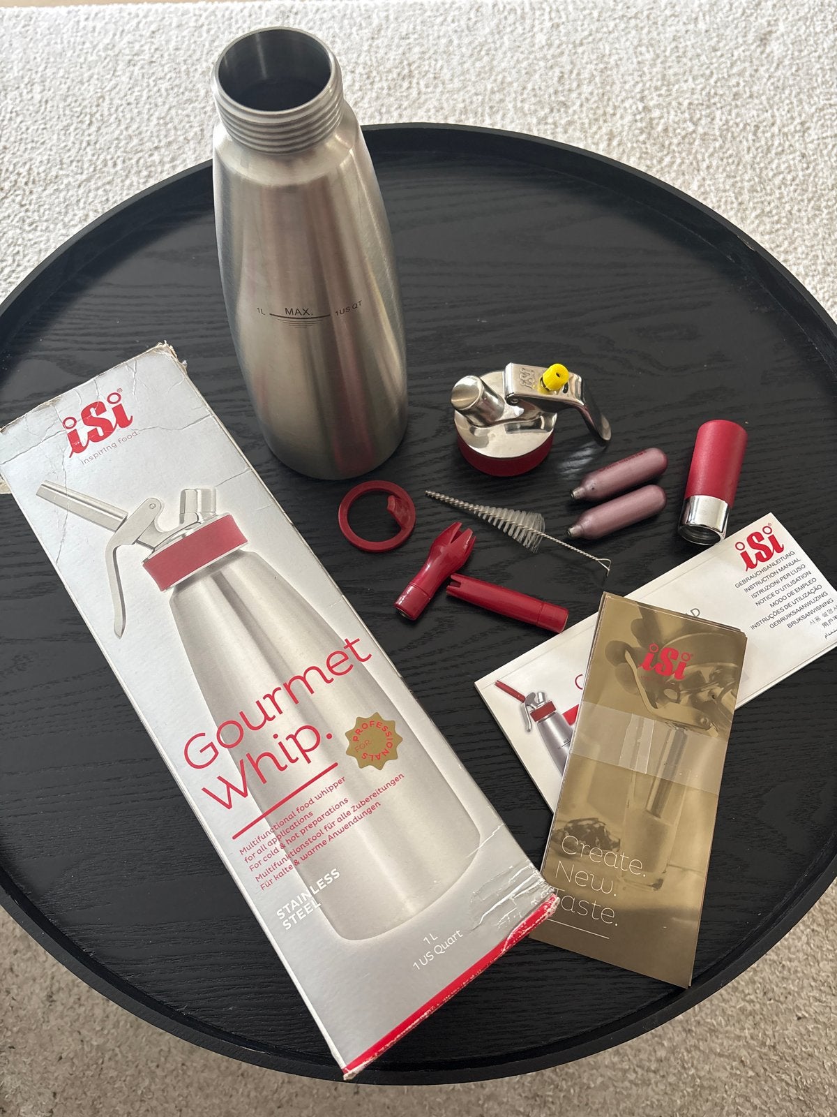 ISI Gourmet Whip Plus slagroomspuit 1L RVS, Overige typen, Zilver, Ophalen of Verzenden, Zo goed als nieuw