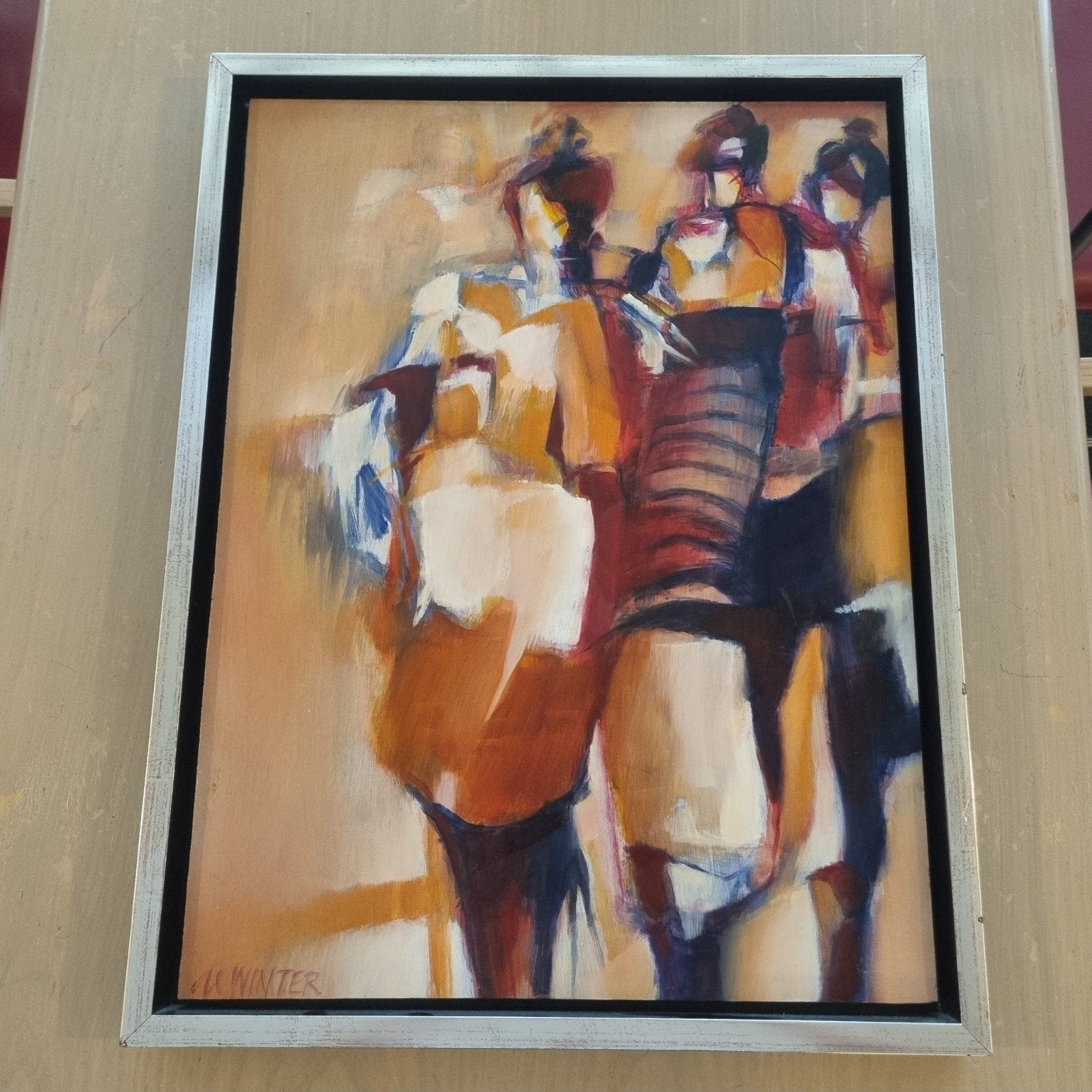 Schilderij 'Helpless' van Max de Winter, 45x60 cm, Antiek en Kunst, Kunst | Schilderijen | Modern, Ophalen, Hout, Gesigneerd, Figuren
