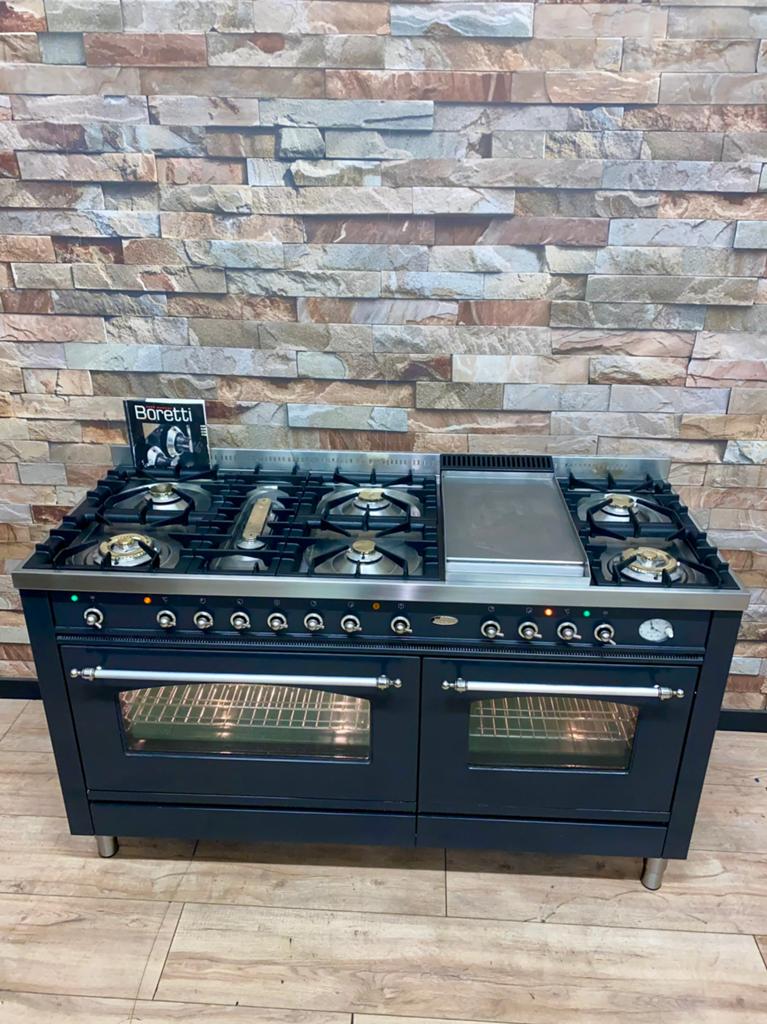 Luxe Boretti 8 pits met dubbele multifunctionele oven 150 cm, Fornello Esperta, Ophalen of Verzenden, Zo goed als nieuw, Energieklasse A of zuiniger