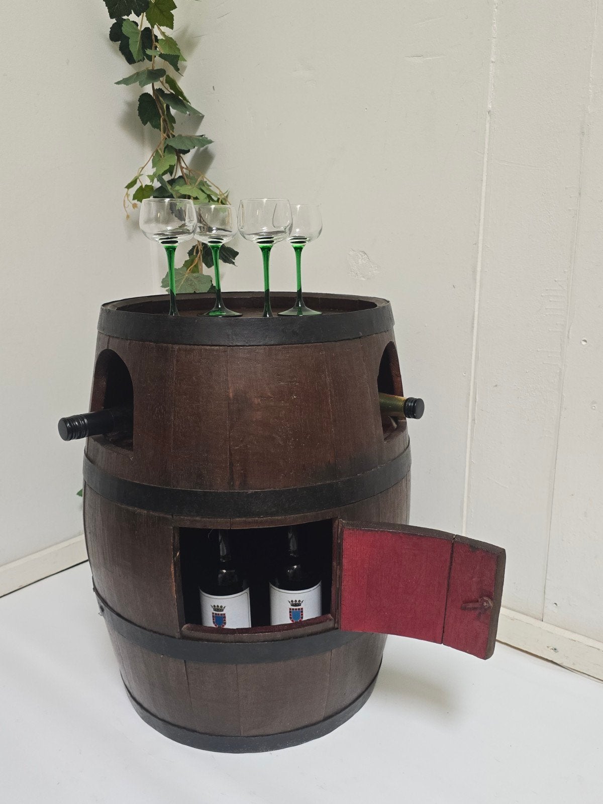 Vintage wijnkast, drankenkast, opbergvat, bijzettafel, Ophalen, Minder dan 55 cm, Nvt, Rechthoekig