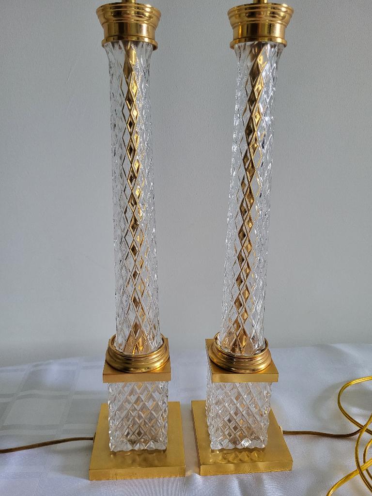 Franse Hollywood Regency tafellampen kristal, Baccarat style, Ophalen