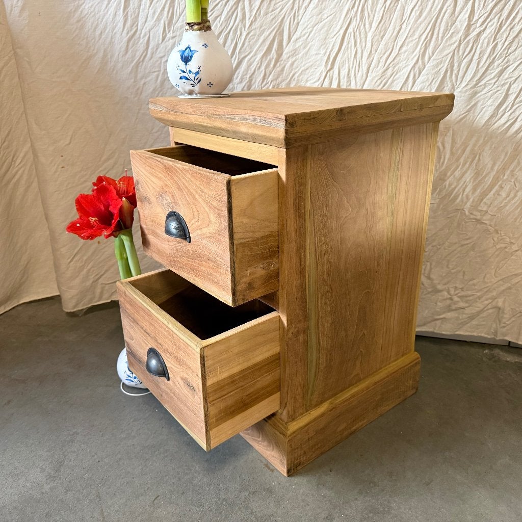 ladekastje teak met 2 lades - Gratis bezorgd, Huis en Inrichting, TTM Wonen, Meubels – (Perzische) Tapijten en Woonaccessoires