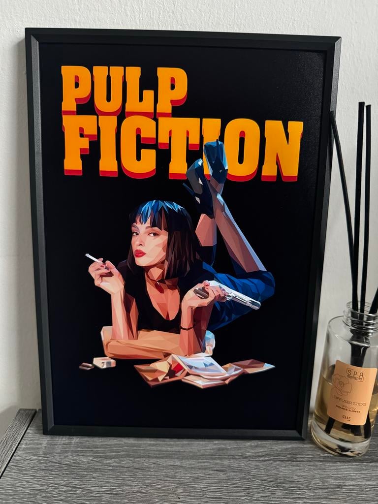 Pulp Fiction Poster Ingelijst 21x30cm, Met lijst, A4 of kleiner, Ophalen of Verzenden, Film en Tv