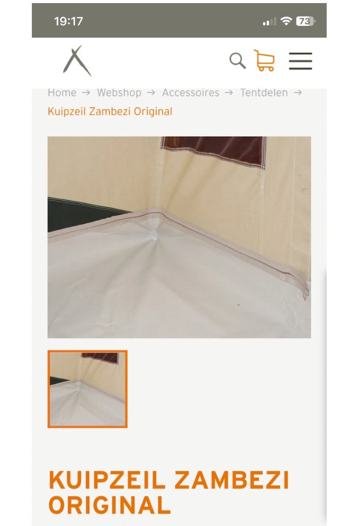 Kuipzeil (passend Zambezi original), Ophalen, Zo goed als nieuw