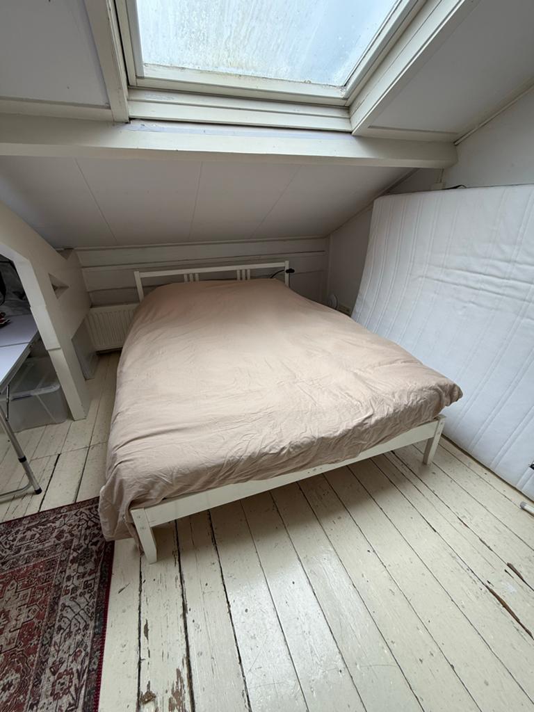140x 200 IKEA sultan bedframe wit met lattenbodem, Gebruikt, Wit, Tweepersoons, 200 cm