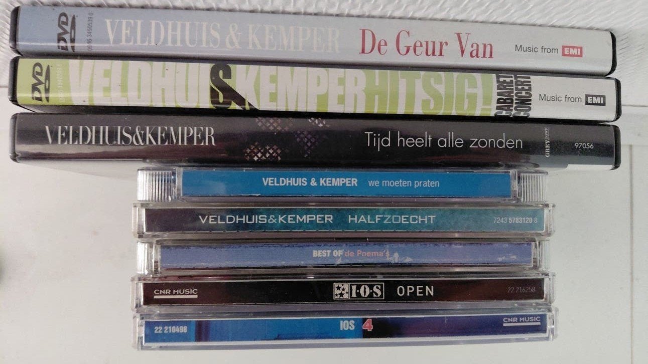 Collectie van DVD's/ CD's Cabaretduo Veldhuis & Kemper, Gebruikt, Alle leeftijden, Gesigneerd, Ophalen of Verzenden