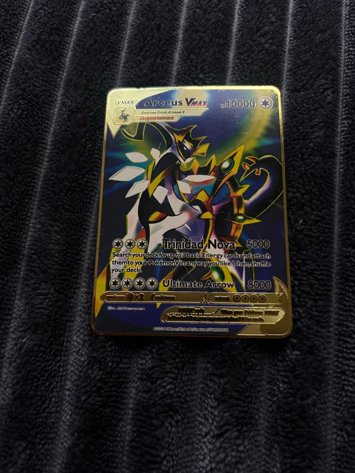 Arceus VMAX Gouden Pokémon Kaart, Hobby en Vrije tijd, Ophalen of Verzenden, Zo goed als nieuw, Losse kaart, Foil
