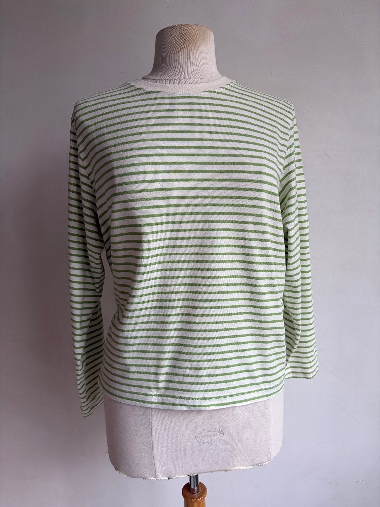 ichi streep top maat m groen beige, Maat 38/40 (M), Verzenden, Zo goed als nieuw, Lange mouw
