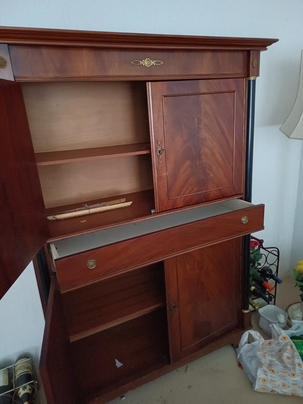 kast, mahoniehout, empire stijl, Ophalen, Gebruikt, Minder dan 150 cm, 150 tot 200 cm