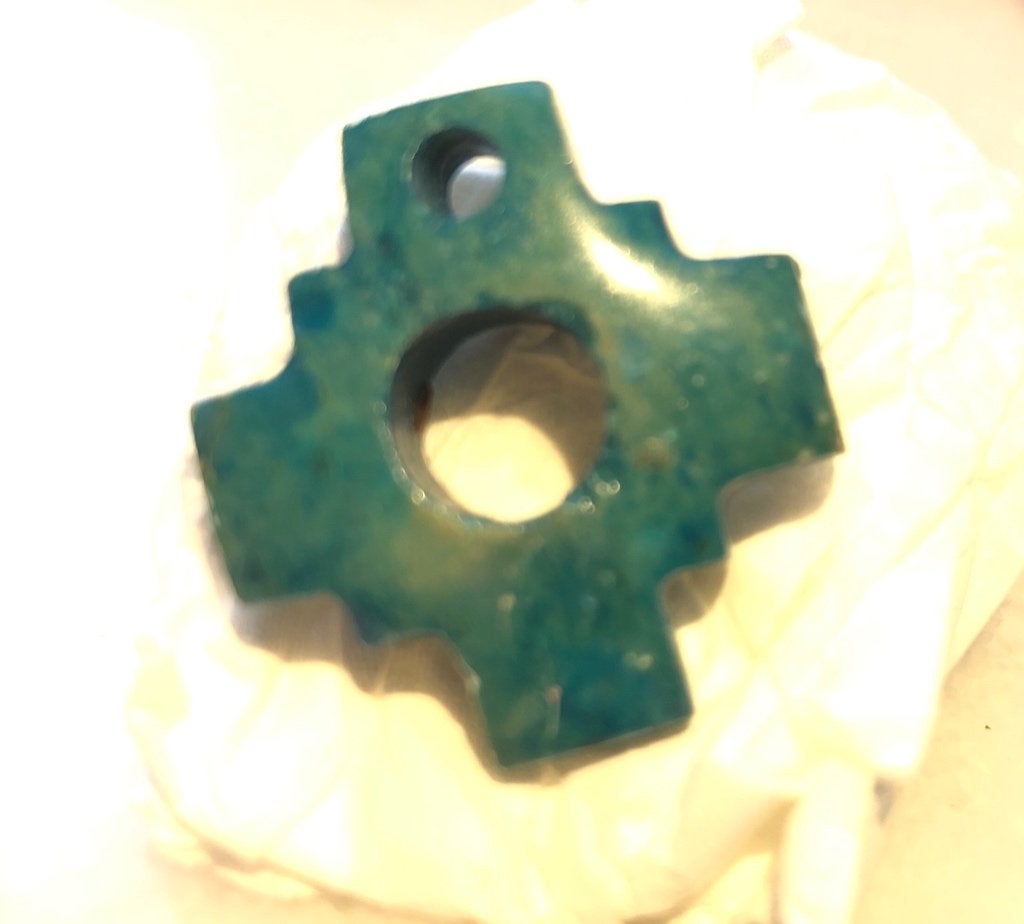 Turquoise Inca-kruishanger, Andeskruis, Chakana-hanger, Sieraden, Tassen en Uiterlijk, Ophalen of Verzenden, Zo goed als nieuw