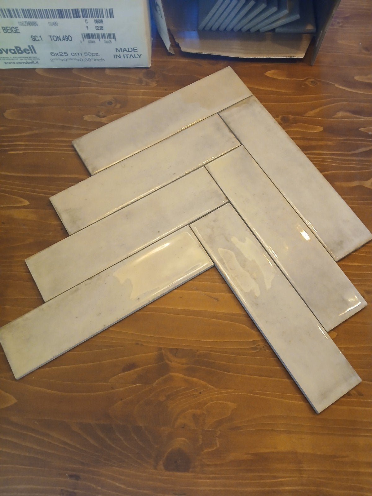beige tegeltjes 6x25cm, Ophalen, Nieuw, Minder dan 20 cm, 20 tot 40 cm