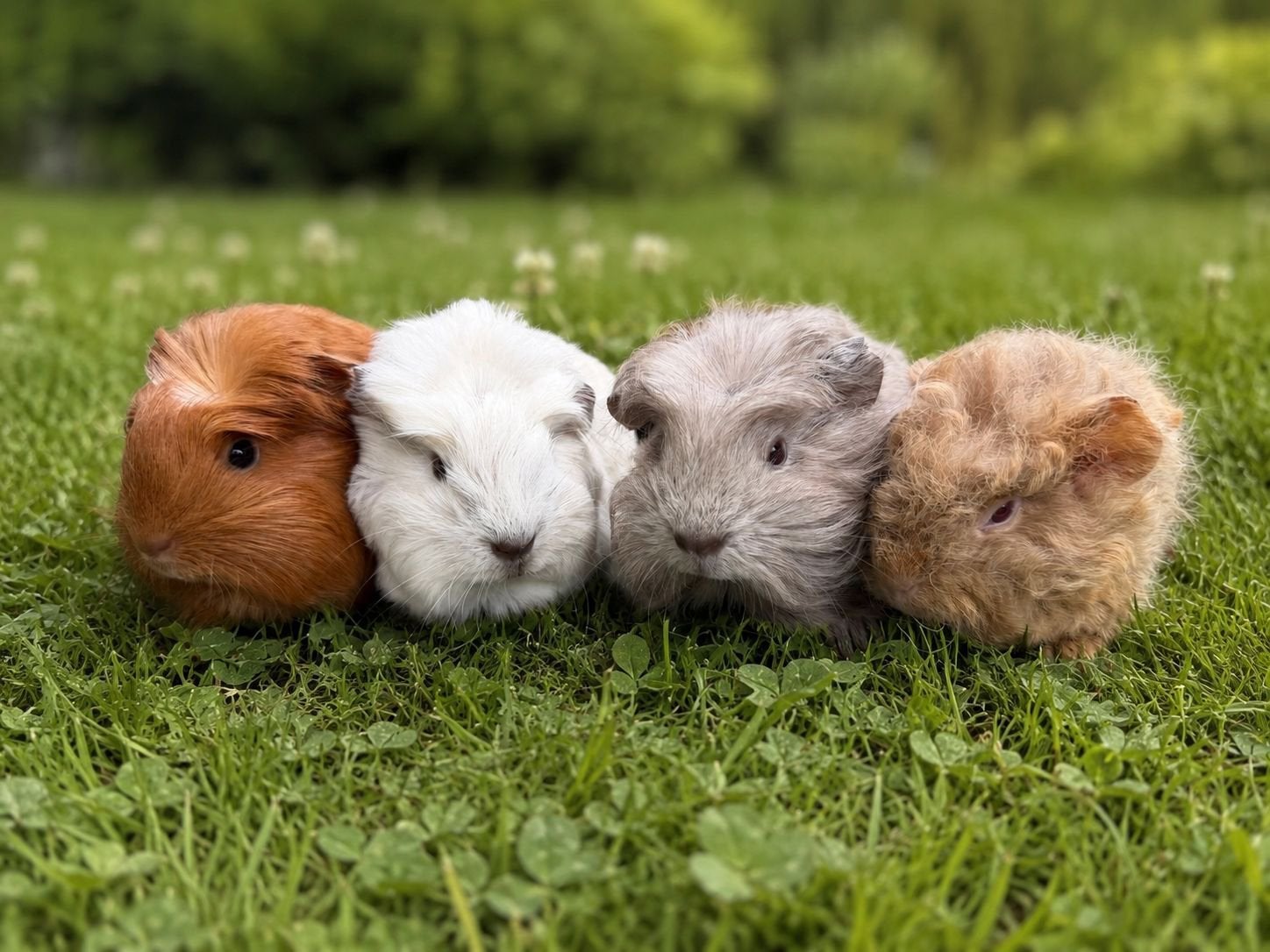 Jonge tamme langharige cavia’s, Cavia, Mei, Meerdere dieren, Tam
