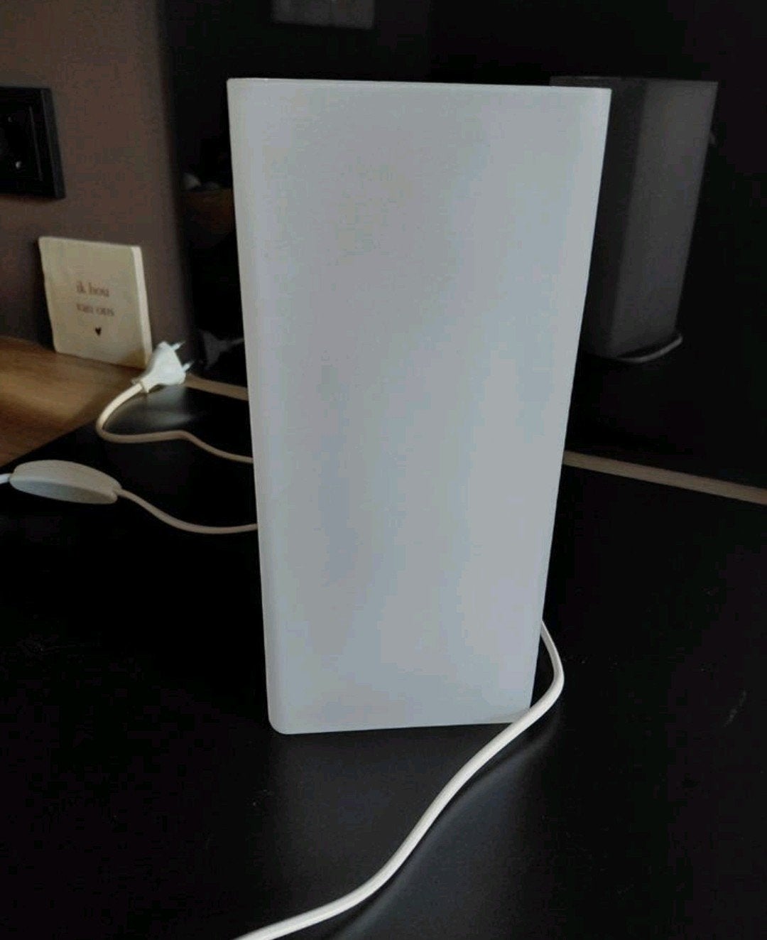 Witte glazen tafellamp - 22cm hoog, Ophalen, Wit, Glas, Sfeerlamp