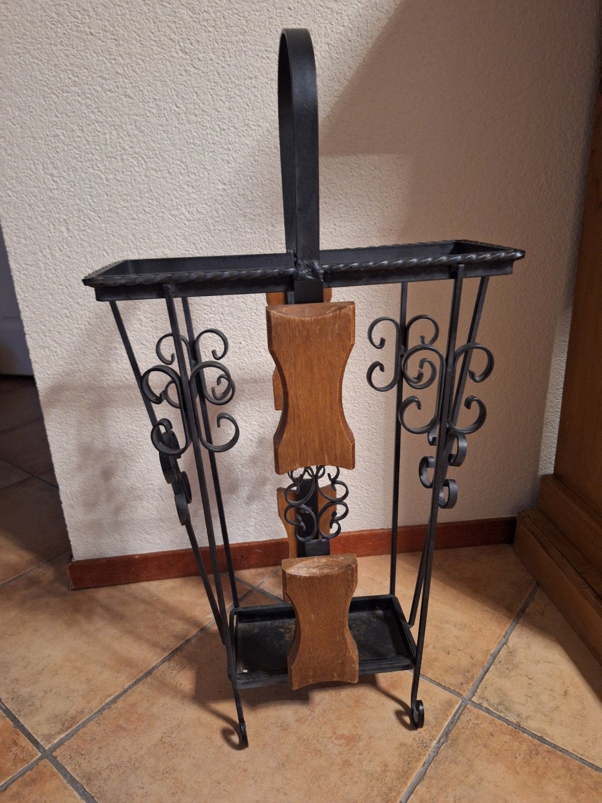Vintage paraplubak van smeedijzer en hout, Ophalen, Gebruikt, Metaal