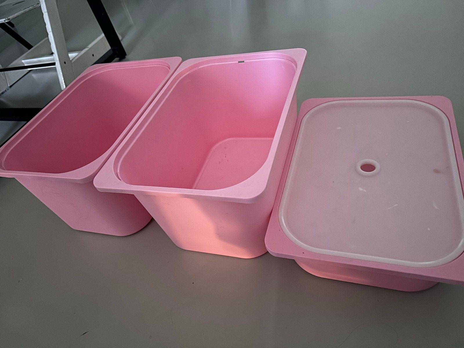 Roze IKEA TROFAST opbergbakken met deksel - Set van 3, Ophalen, Gebruikt, Kunststof, Minder dan 50 cm