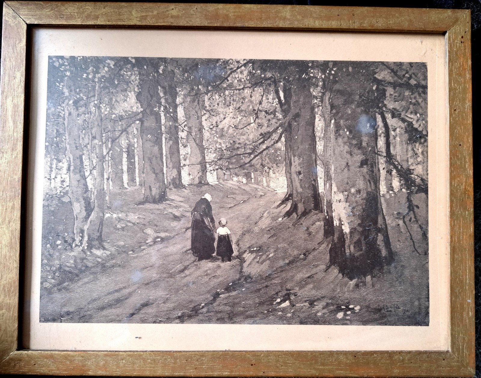 Paul Bodifée, vrouw en kind in het bos., Antiek en Kunst, Verzenden, Overige typen, Lithografie, Met ophangsysteem