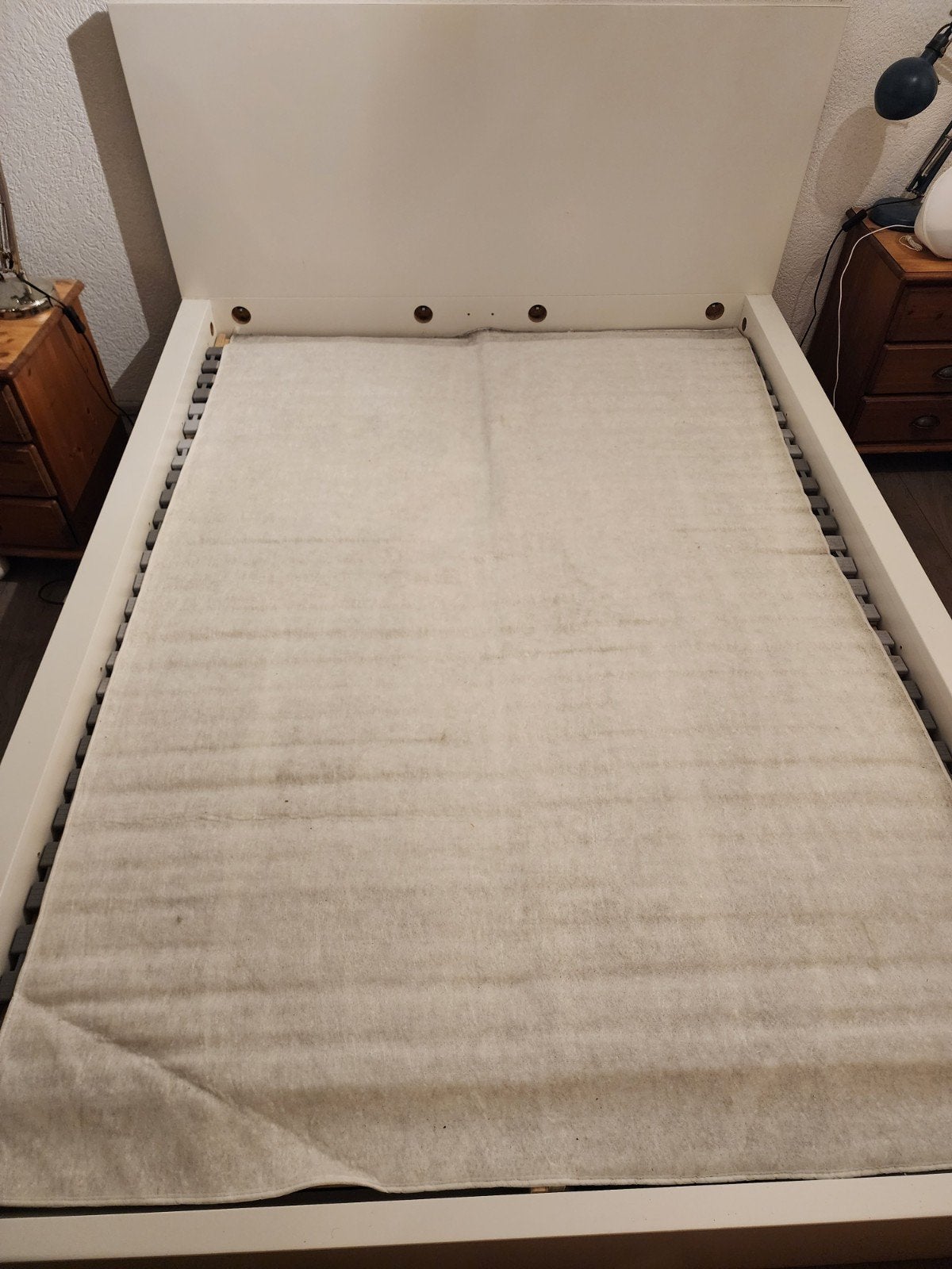 IKEA MALM Bedframe wit 140x200 cm met lattenbodem, Ophalen, Gebruikt, Wit, Tweepersoons