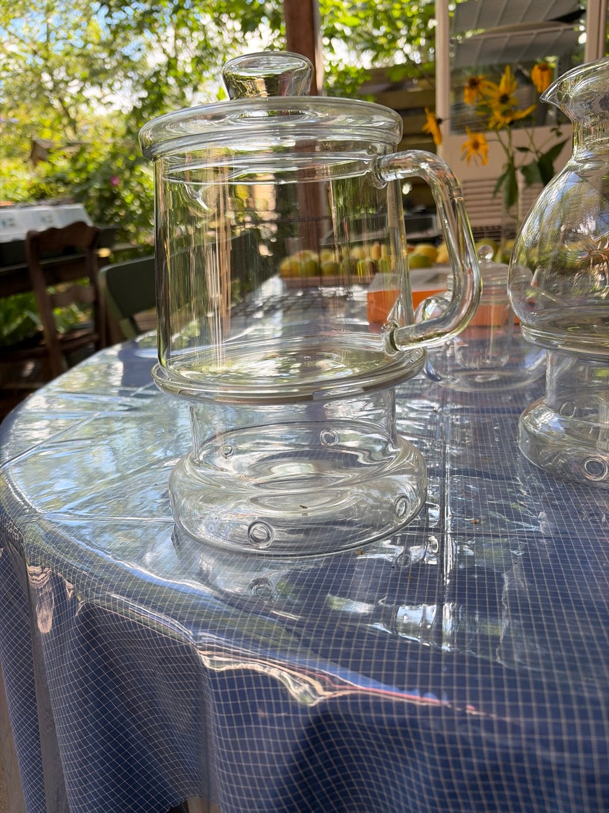 Douwe Egberts theeset van glas, Theepot/fluitketel, Glas, Ophalen of Verzenden, Zo goed als nieuw