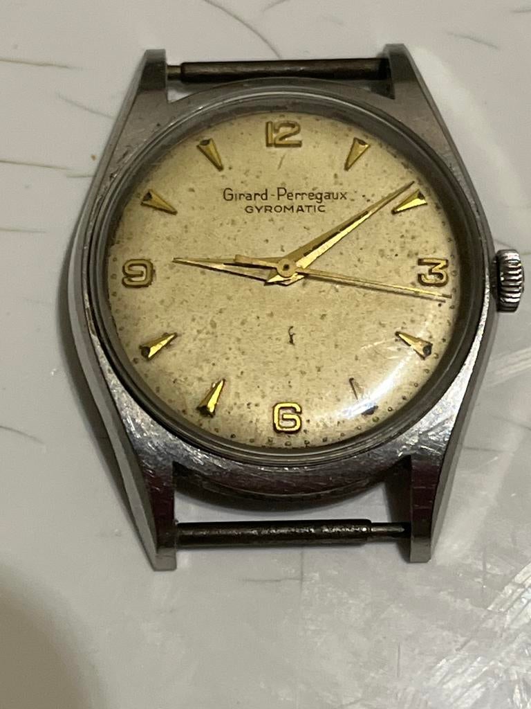 Vintage Girard-Perregaux Gyromatic Polshorloge, Sieraden, Tassen en Uiterlijk, Horloges | Heren, Gebruikt, Staal, Polshorloge